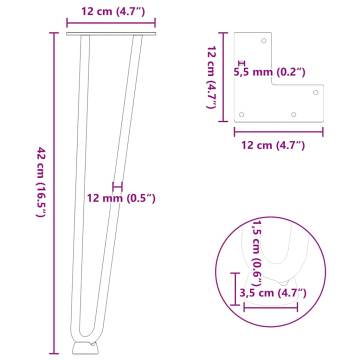 Hairpin Table Legs 4 pcs White 42 cm Solid Steel | HipoMarket