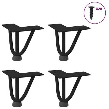 Hairpin Table Legs 4 pcs Black 10 cm Solid Steel | Hipo Market