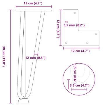 Hairpin Table Legs 4 pcs White 30 cm Solid Steel | HipoMarket