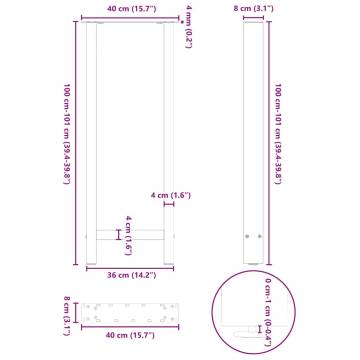 Coffee Table Legs White - 2 pcs Steel 40x(100-101) cm