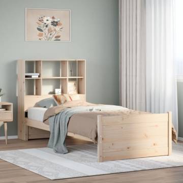 Bookcase Bed 75x190cm - Solid Wood Pine for Small Spaces