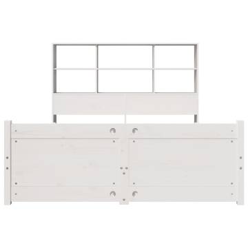 Bookcase Bed without Mattress - White Solid Pine 135x190 cm Double