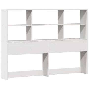 Bookcase Bed without Mattress - White Solid Pine 135x190 cm Double