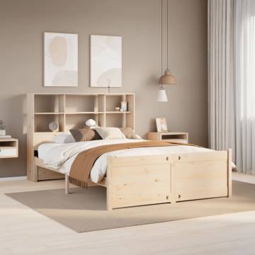 Bookcase Bed 120x200cm - Solid Pine Wood | HipoMarket UK