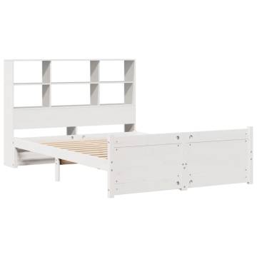 Bookcase Bed without Mattress - White King Size Solid Pine