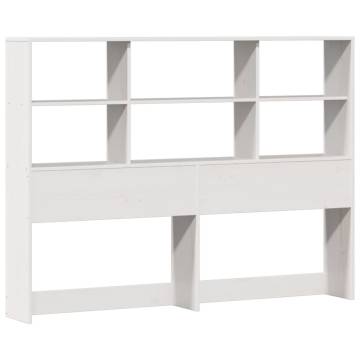 Bookcase Bed without Mattress - White King Size Solid Pine