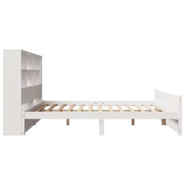 Bookcase Bed Without Mattress - White Solid Wood 160x200cm | HipoMarke