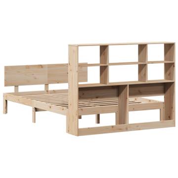 Bookcase Bed without Mattress 120x190 cm - Solid Wood Pine