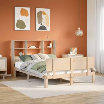 Bookcase Bed without Mattress - Solid Pine Wood 135x190 cm