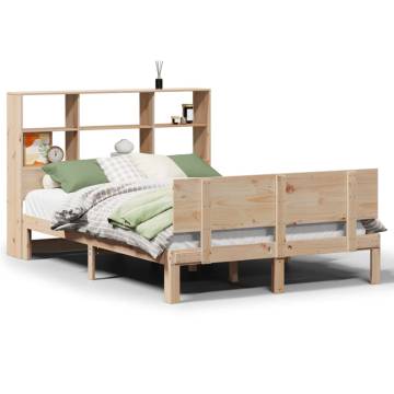 Bookcase Bed without Mattress - Solid Pine Wood 135x190 cm