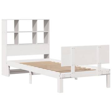 Bookcase Bed without Mattress 90x200cm Solid Pine - White