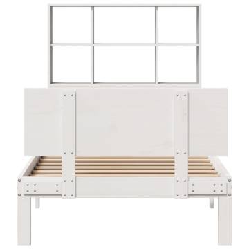 Bookcase Bed without Mattress 90x200cm Solid Pine - White