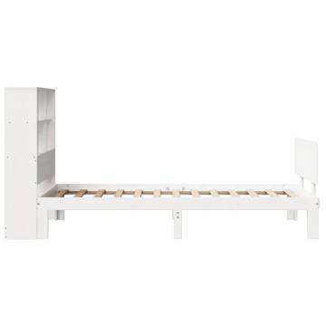 Bookcase Bed without Mattress 90x200cm Solid Pine - White