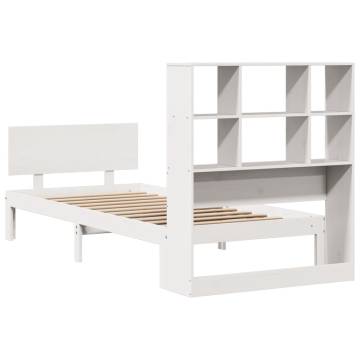 Bookcase Bed without Mattress 90x200cm Solid Pine - White