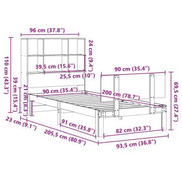 Bookcase Bed without Mattress 90x200cm Solid Pine - White