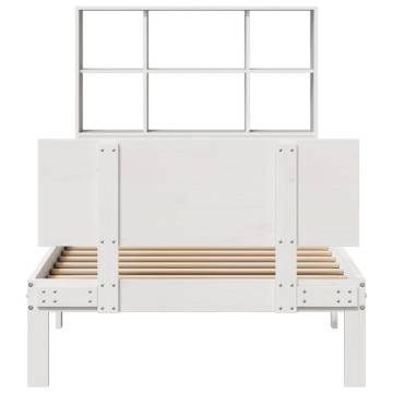 Bookcase Bed Without Mattress - White Solid Wood Pine 100x200cm