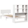 Bookcase Bed Without Mattress - White Solid Wood Pine 100x200cm