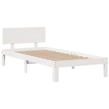 Bookcase Bed Without Mattress - White Solid Wood Pine 100x200cm