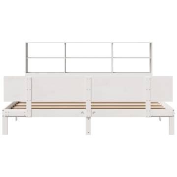 Bookcase Bed without Mattress White 200x200cm - Solid Pine