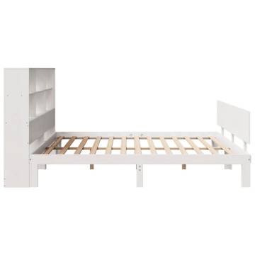 Bookcase Bed without Mattress White 200x200cm - Solid Pine