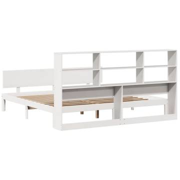 Bookcase Bed without Mattress White 200x200cm - Solid Pine