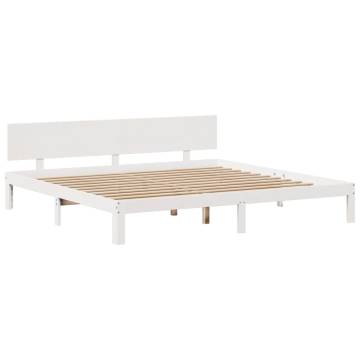 Bookcase Bed without Mattress White 200x200cm - Solid Pine