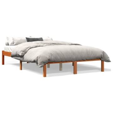 Wax Brown Bed Frame 140x190 cm - Solid Pine Wood