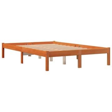 Wax Brown Bed Frame 140x190 cm - Solid Pine Wood