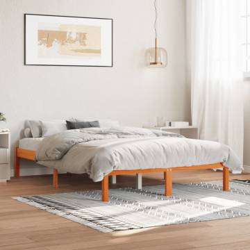 Wax Brown Bed Frame 140x190 cm - Solid Pine Wood