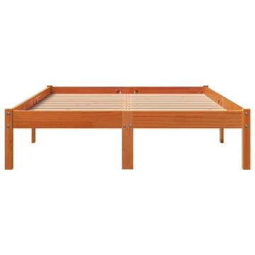 Wax Brown Bed Frame 140x190 cm - Solid Pine Wood