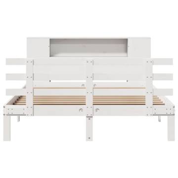 Bookcase Bed without Mattress White 140x200cm Solid Wood Pine