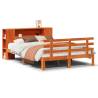 Bookcase Bed without Mattress - Wax Brown, 140x200cm Solid Wood