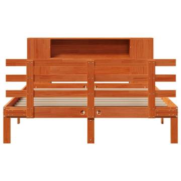 Bookcase Bed without Mattress Wax Brown 160x200cm Pine | HipoMarket