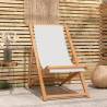 Cream Teak Deck Chair 56x105x96 cm - Perfect for Garden & Beach