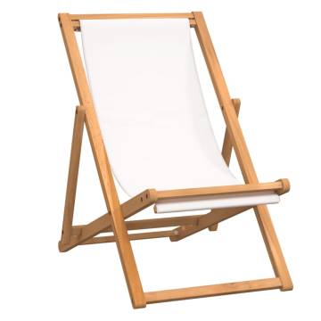 Cream Teak Deck Chair 56x105x96 cm - Perfect for Garden & Beach