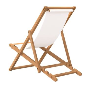 Cream Teak Deck Chair 56x105x96 cm - Perfect for Garden & Beach