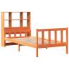 Bookcase Bed without Mattress - Solid Wood - Wax Brown 90x190