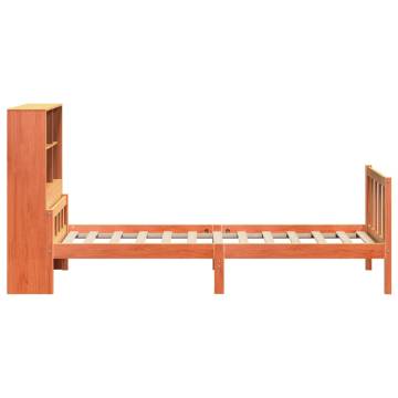 Bookcase Bed without Mattress - Solid Wood - Wax Brown 90x190