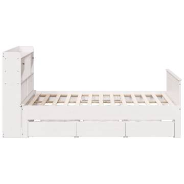 Bookcase Bed without Mattress - White Solid Wood Pine 200x200cm