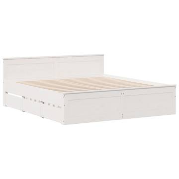 Bookcase Bed without Mattress - White Solid Wood Pine 200x200cm