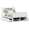 Bookcase Bed without Mattress - White Solid Pine 150x200 cm King