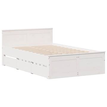 Bookcase Bed without Mattress - Solid Pine Wood - White 120x200 cm