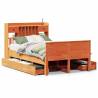 Bookcase Bed without Mattress - Solid Pine Wax Brown 135x190 cm