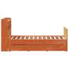 Bookcase Bed without Mattress - Solid Pine Wax Brown 135x190 cm