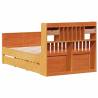 Bookcase Bed without Mattress - Solid Pine Wax Brown 135x190 cm