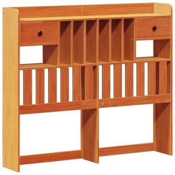 Bookcase Bed without Mattress - Solid Pine Wax Brown 135x190 cm