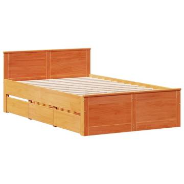 Bookcase Bed without Mattress - Solid Pine Wax Brown 135x190 cm