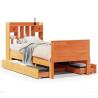 Bookcase Bed without Mattress - Solid Pine Wax Brown 90x190 cm