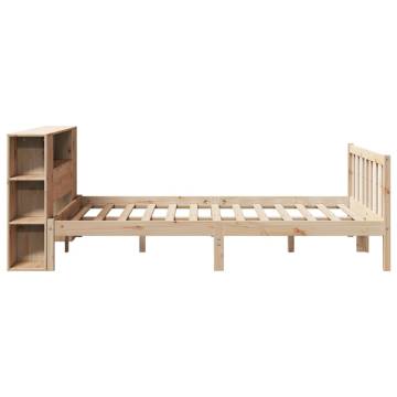 Bookcase Bed 140x200 cm - Solid Pinewood, No Mattress Included