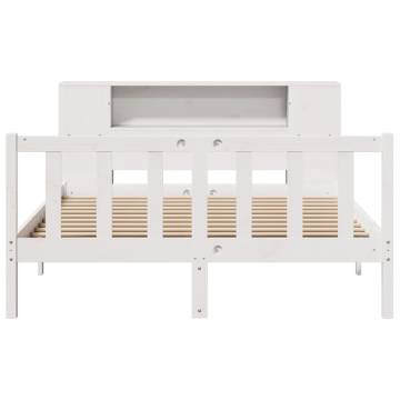 Bookcase Bed without Mattress White 160x200 cm Solid Pine